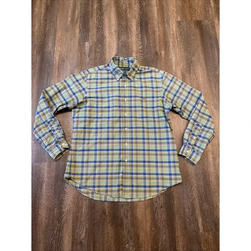 Polo Ralph Lauren Men's Large Custom Fit Long Sleeve Button Down Shirt Plaid